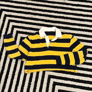 Striped Yellow and Navy Women’s Cropped Rugby Shirt